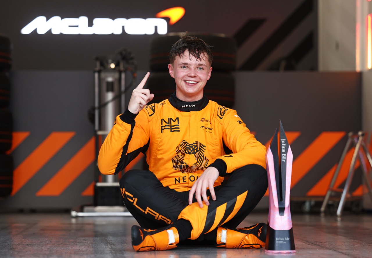 Taylor Barnard, former F2 driver, after taking Pole in the Jeddah E-Prix