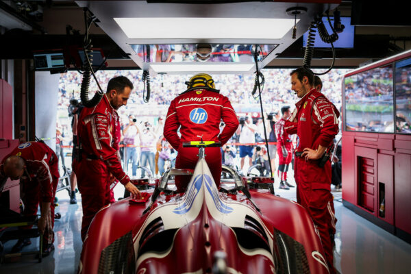 Hamilton climbs into car ahead of Sunday's Chinese Grand Prix