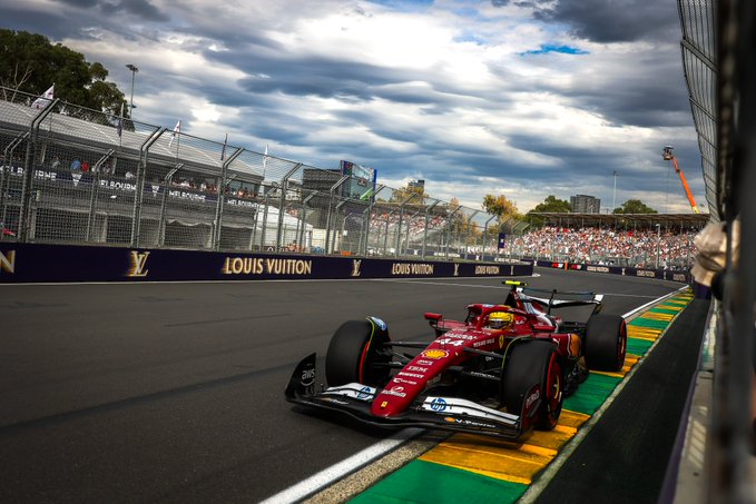 Hamilton in his Ferrari during the 2025 F1 Australian GP