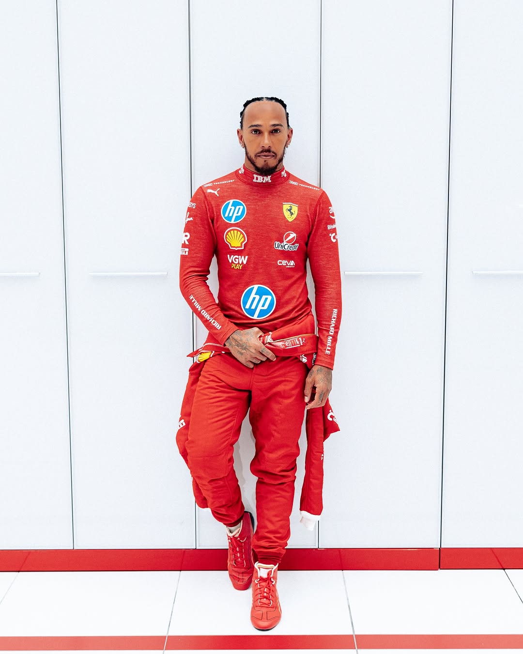 Lewis Hamilton has taken to the track at Fiorano as he prepares for his first season with Ferrari F1