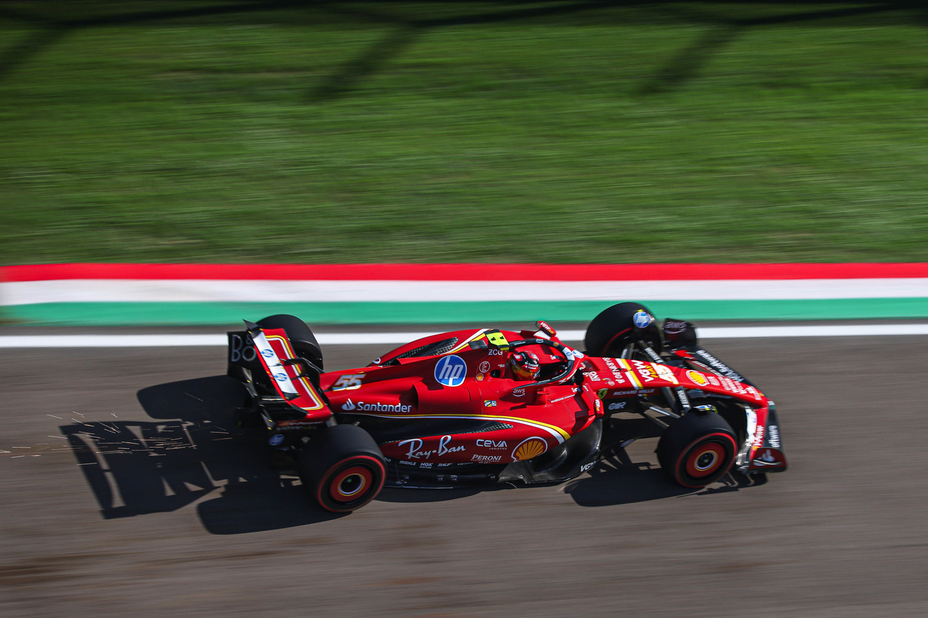 Carlos Sainz driving his Ferrari at Imola