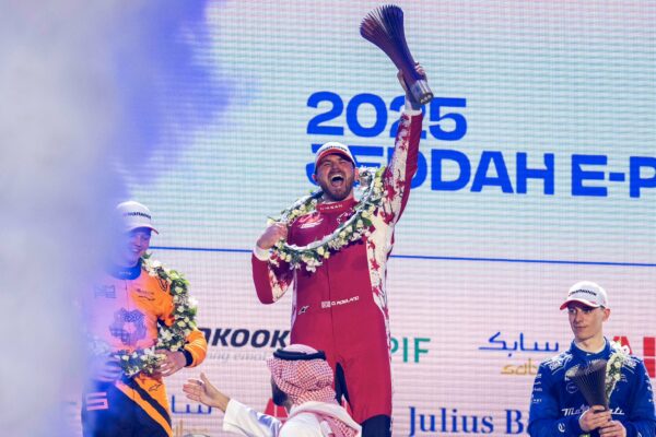 Rowland on the top step of the Jeddah E-Prix