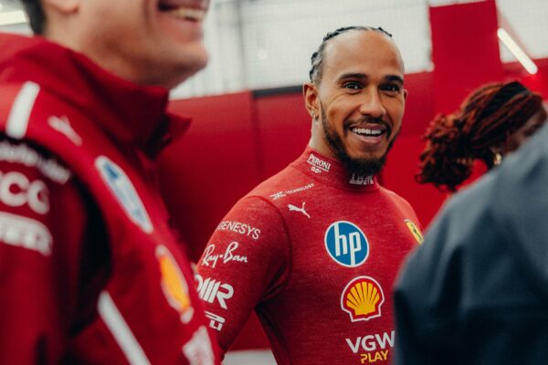 Ferrari Driver Lewis Hamilton during F1 pre-season testing in Bahrain.