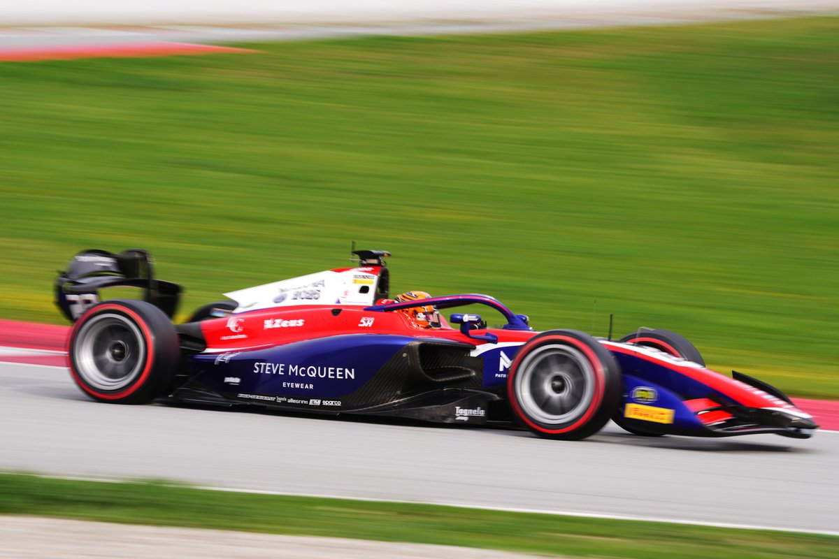 Trident's Sami Meguetounif topped the timesheets on the final day of F2 pre-season testing in Barcelona.