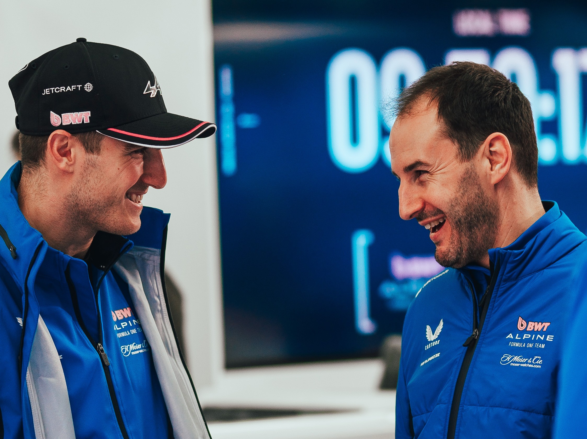 Alpine F1 team principal Oliver Oakes and Alpine F1 driver Jack Doohan at F1 2025 pre-season testing in Bahrain