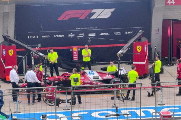 Lewis Hamilton's car being checked at the Chinese GP