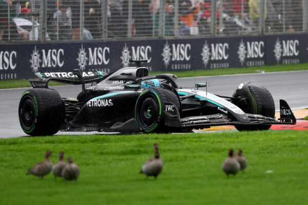 Mercedes driver George Russell seen on track at the Australian Grand Prix