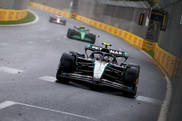 Kimi Antonelli driving at Melbourne Grand Prix Circuit for the 2025 Australian GP