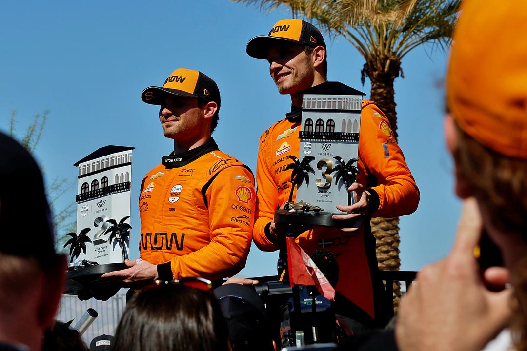 Pato O’Ward led 51 laps at the IndyCar Thermal Club GP but admitted McLaren "weren’t perfect" as he lost victory to Alex Palou.