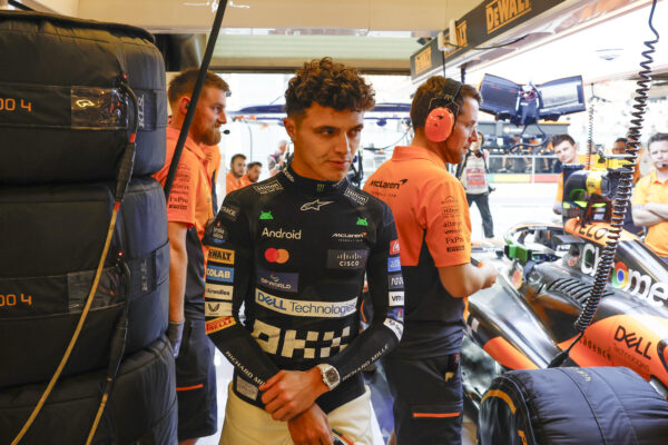 Lando Norris in the McLaren garage during the 2024 Abu Dhabi Grand Prix