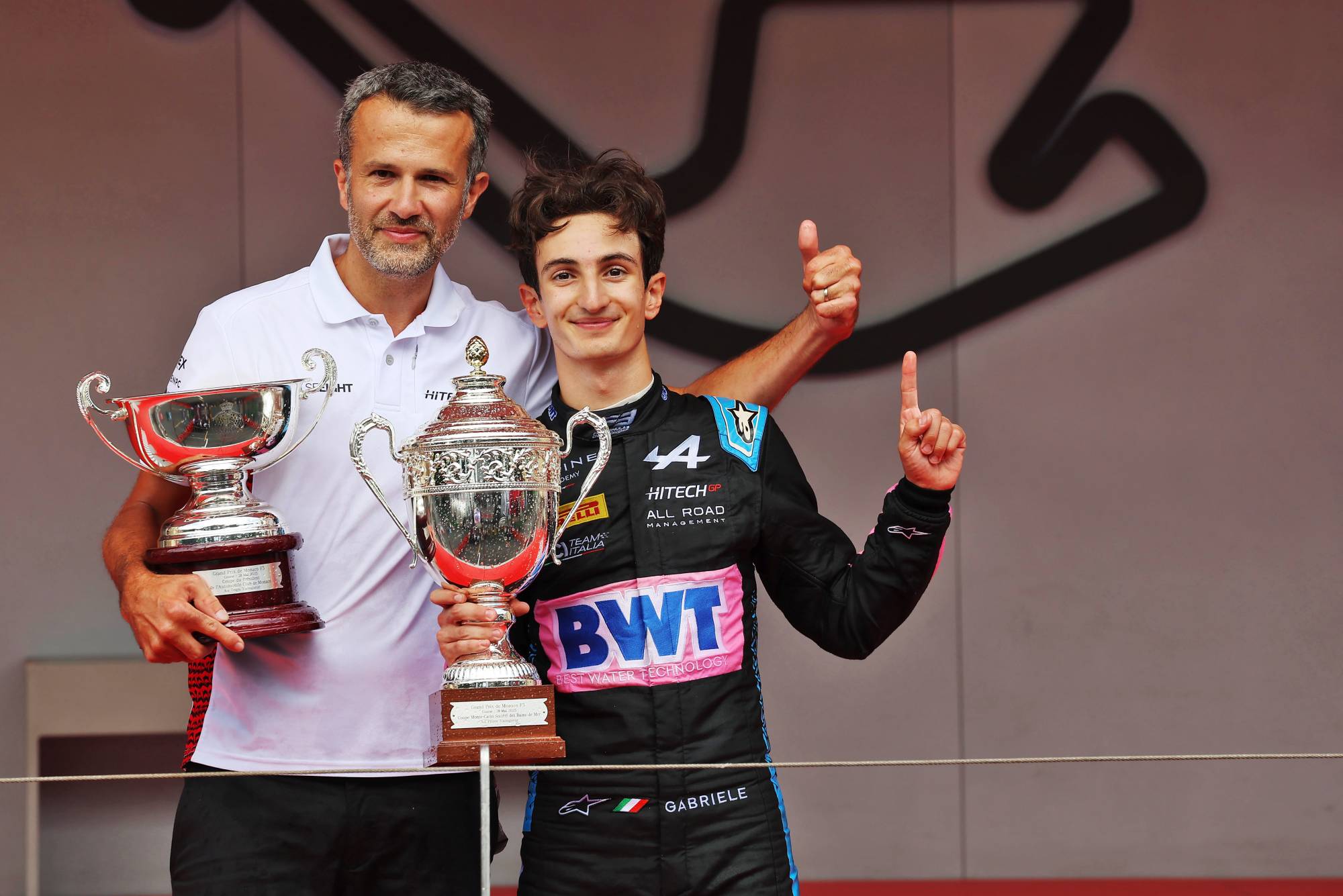 Gabriele Minì after winning the Formula 3 Feature Race in Monaco 2024.