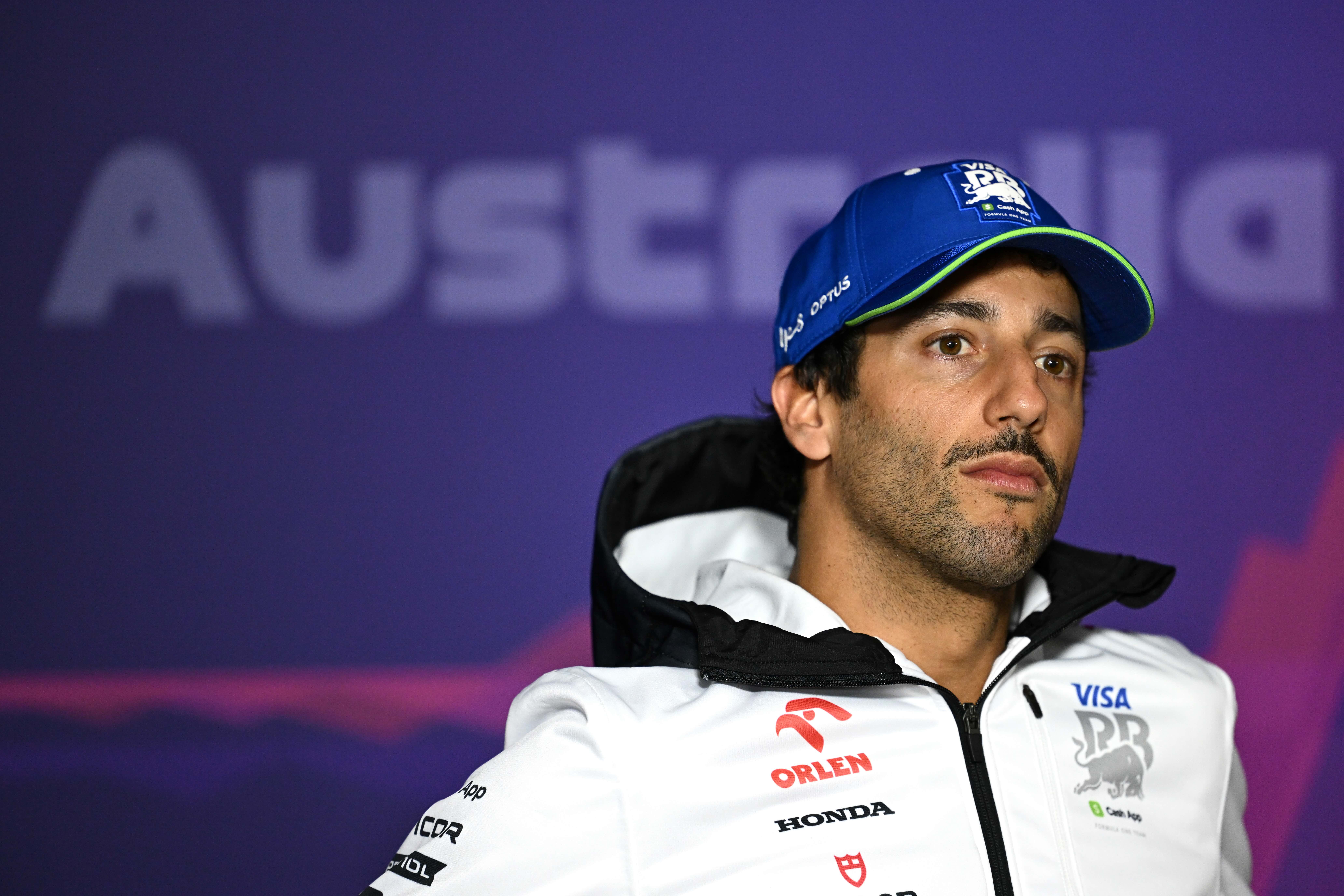 Daniel Ricciardo sitting in the press conference ahead of the Australian Grand Prix