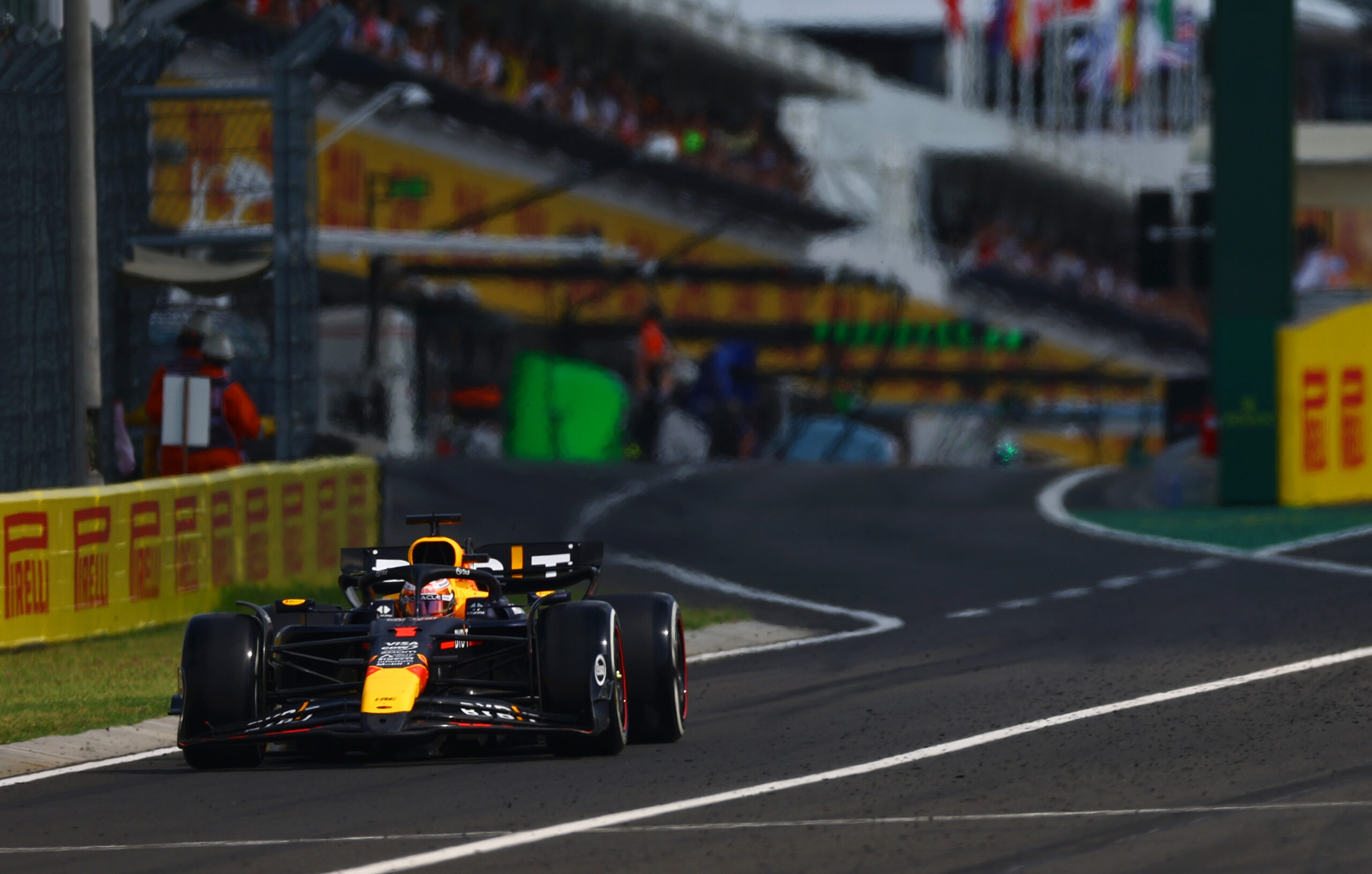 Max Verstappen driving his Red Bull at the Hungaroring