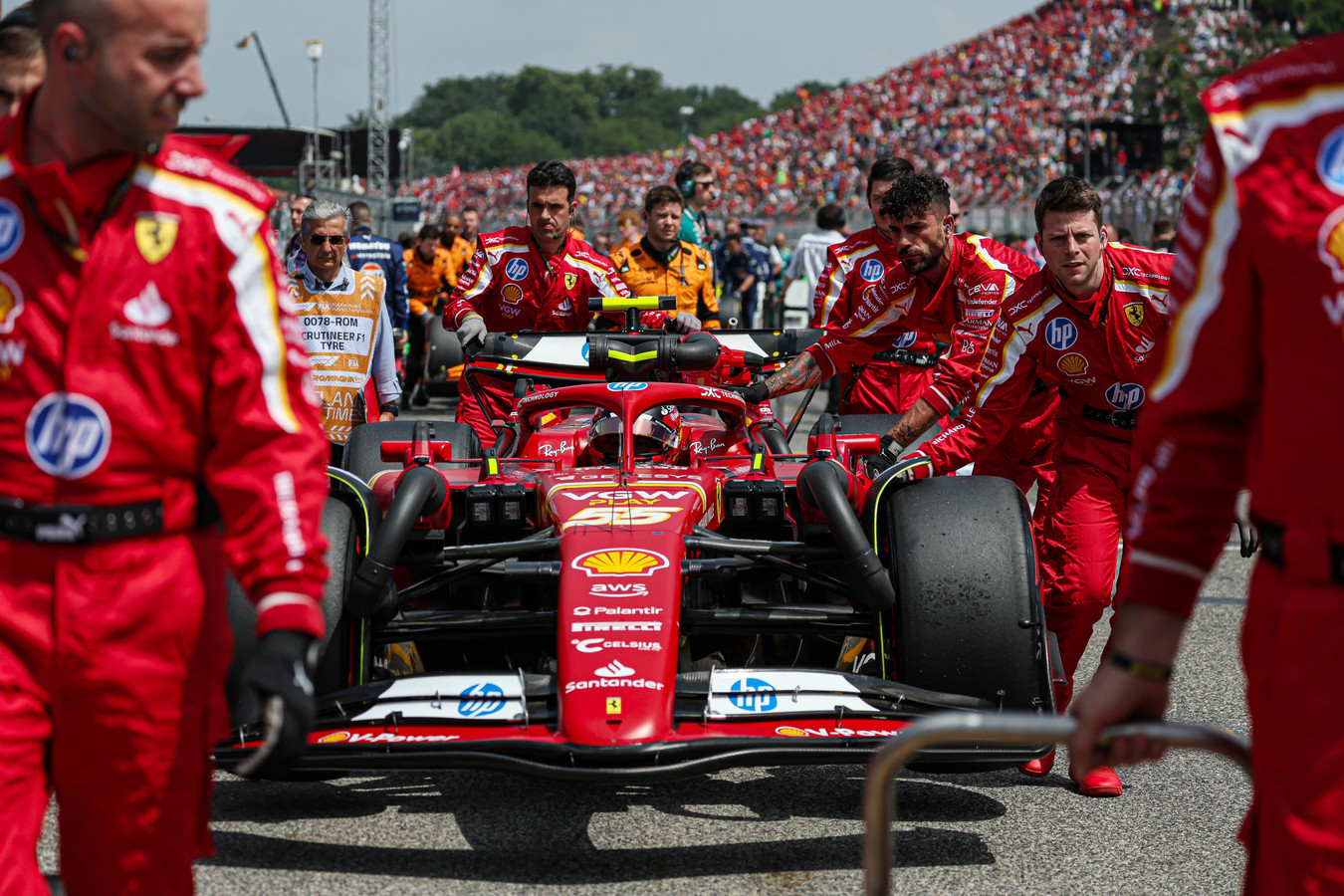 Carlos Sainz's Ferrari on the grid at Imola