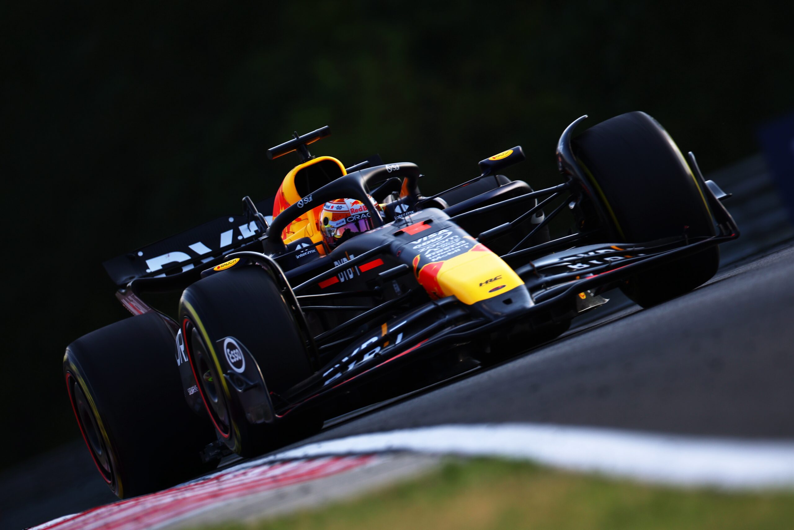 Max Verstappen driving his Red Bull at Hungaroring