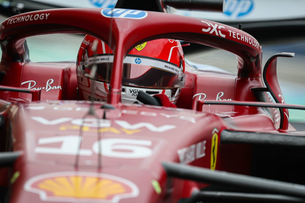 Charles Leclerc for Ferrari during pre-season testing